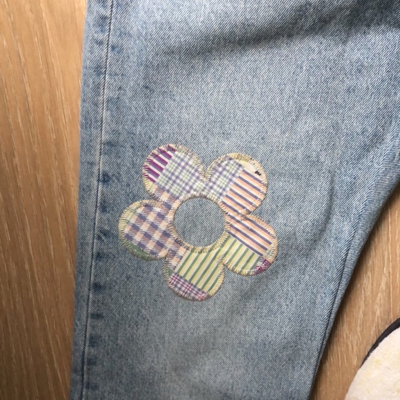 Levi's 501 High-Rise Straight-Leg Jeans Light Indigo Daisy  Patch Design Size 27 - Picture 9 of 13